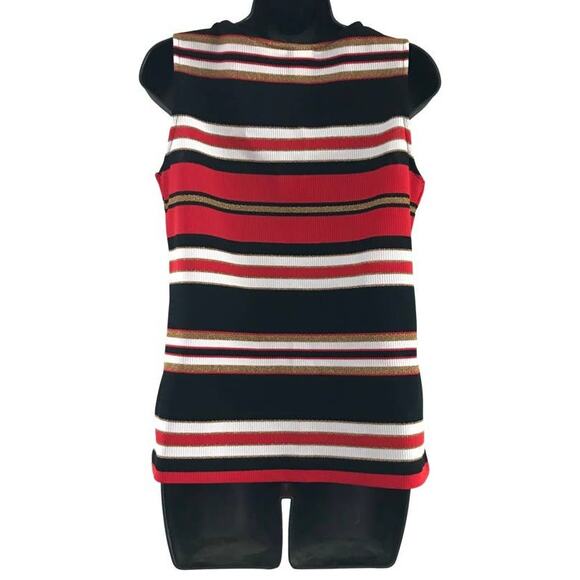 Avon Fashions Large Sleeveless Tank, White Black Red Gold Tank Top, 70s Tank Top - Picture 5 of 10